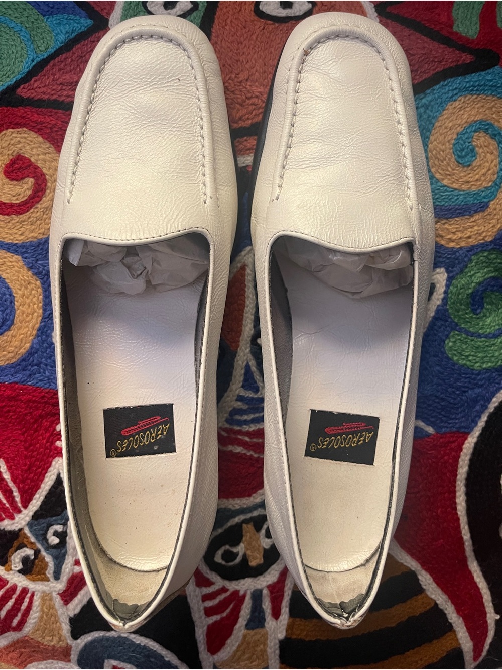 AEROSOLES White Leather Slip-On Loafers